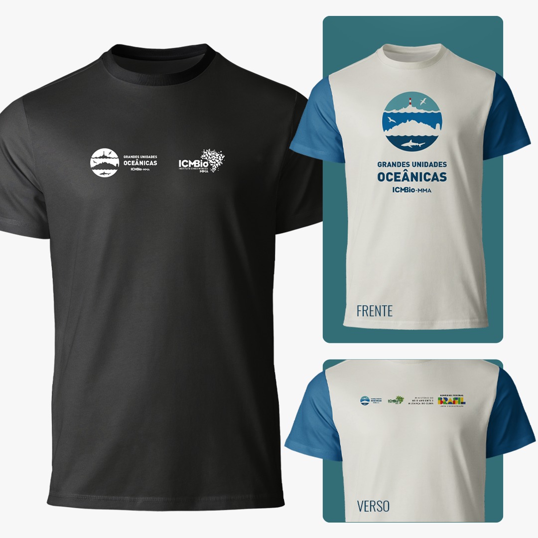 Aplicação da identidade visual das Grandes Unidades Oceânicas em camisetas