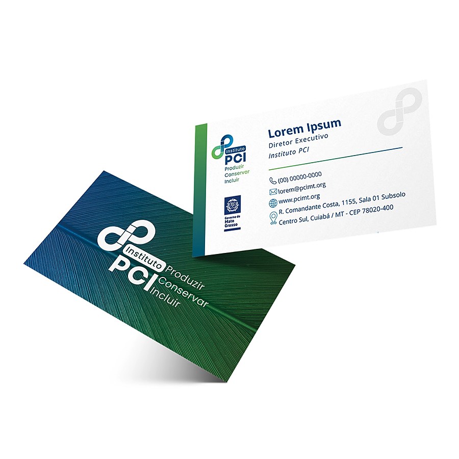 Cartões de visita da iPCI MT com a nova identidade visual