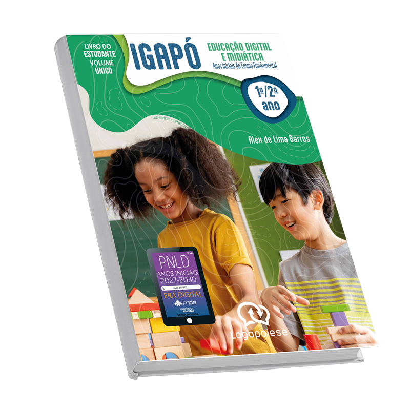 Mockup da capa do livro Igapó Educação Digital e Midiática 1º e 2º ano